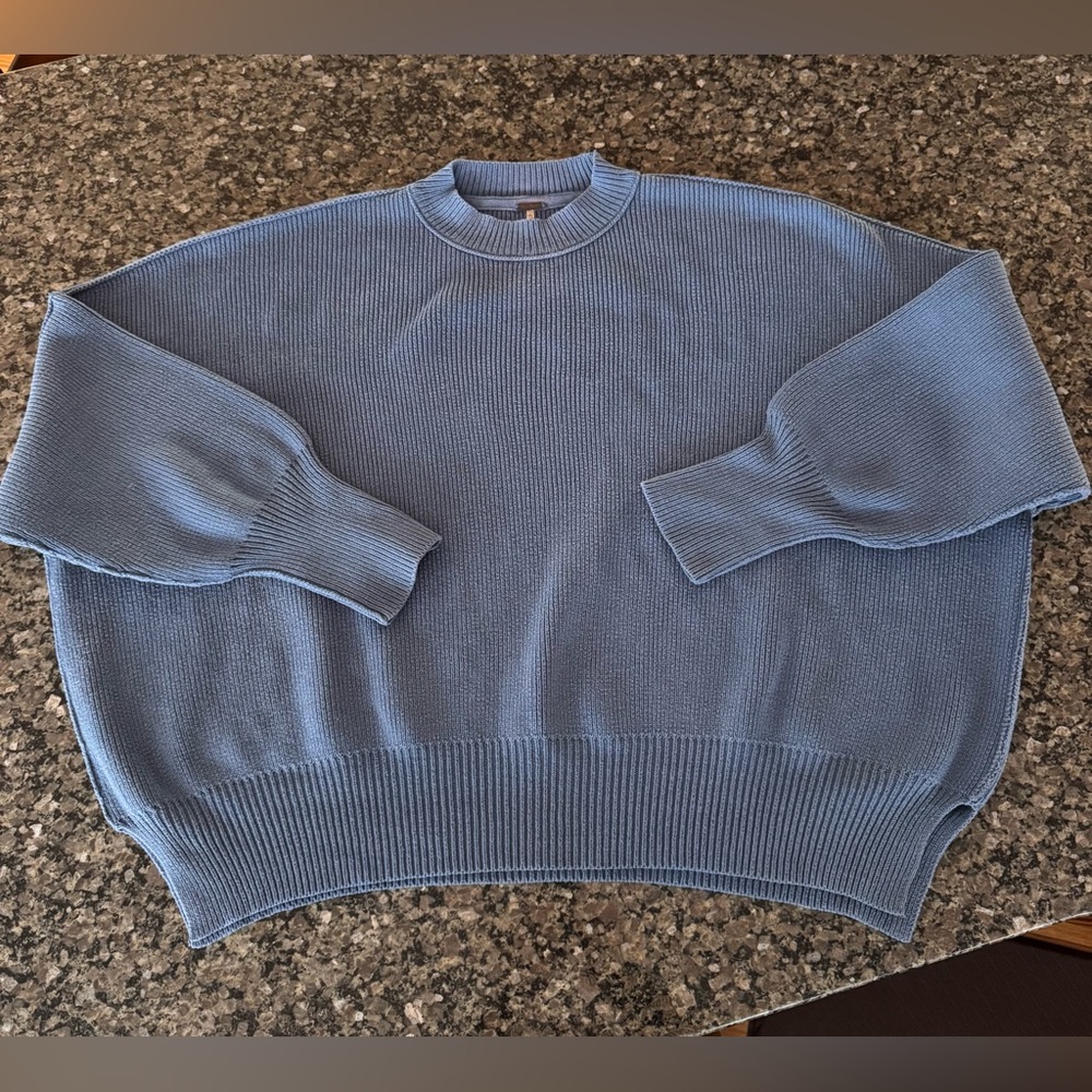 Free People Easy Street Oversized Sweater XS Fancy Blue Periwinkle Slouchy Cozy - Picture 5 of 12